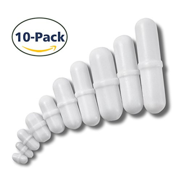 Noorlee 10pcs PTFE Magnetic Stirrer Mixer Stir Bar Spinbar White Color