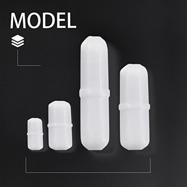 Noorlee 10pcs PTFE Magnetic Stirrer Mixer Stir Bar Spinbar White Color