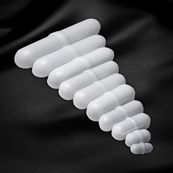 Noorlee 10pcs PTFE Magnetic Stirrer Mixer Stir Bar Spinbar White Color