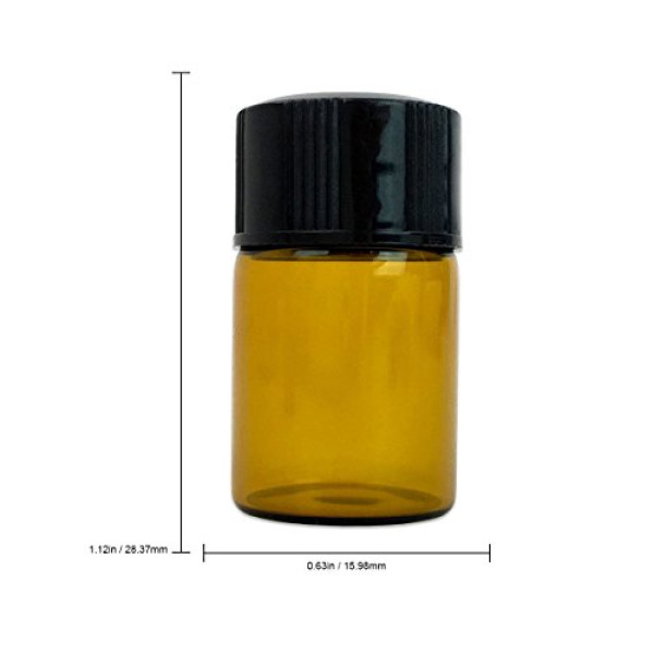 36 Pack Beauticom 2ML (5/8 Dram) Amber Glass Vial for Lab Chemicals, Reagents and Other Liquids with Orifice Reducer and Dropper Top