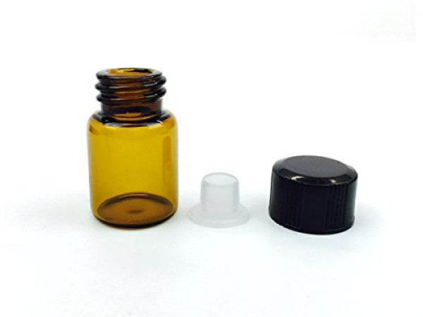 36 Pack Beauticom 2ML (5/8 Dram) Amber Glass Vial for Lab Chemicals, Reagents and Other Liquids with Orifice Reducer and Dropper Top