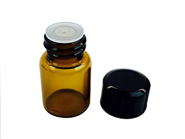 36 Pack Beauticom 2ML (5/8 Dram) Amber Glass Vial for Lab Chemicals, Reagents and Other Liquids with Orifice Reducer and Dropper Top