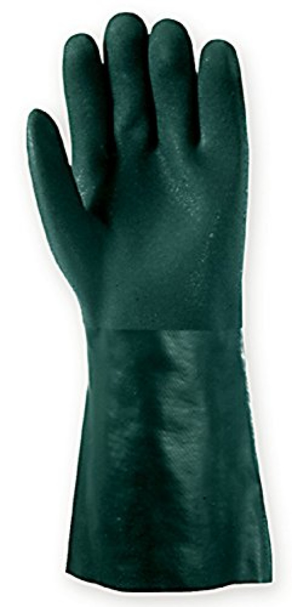 Chemical Resistant Gloves 14 in, PVC Coated Gloves, Cotton Fleece Lining, (Wells Lamont 167L)