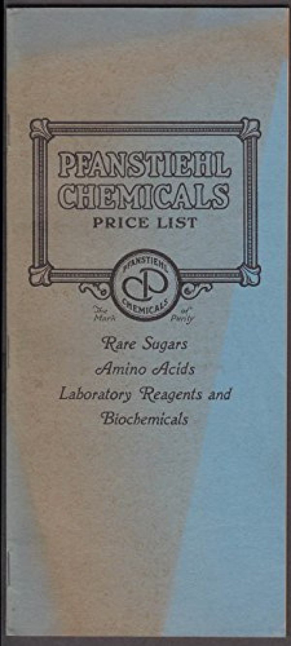 Pfanstiehl Chemicals Price List 1941 sugars amino acids reagents biochemicals