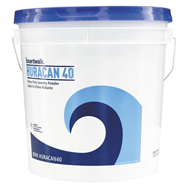 Boardwalk HURACAN40 Low Suds Industrial Powder Laundry Detergent, Fresh Lemon Scent, 40lb Pail
