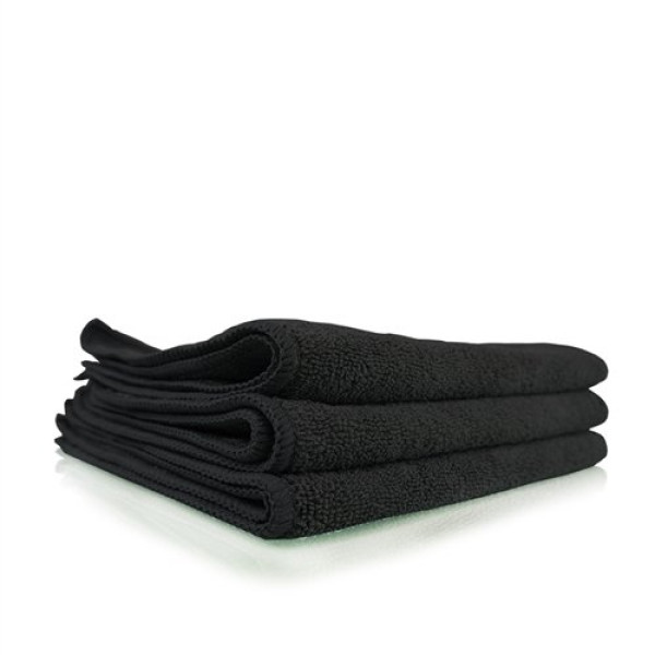 Chemical Guys, Workhorse Professional Grade Microfiber Towel, Black 16 in. x 16 in, (Pack of 3)