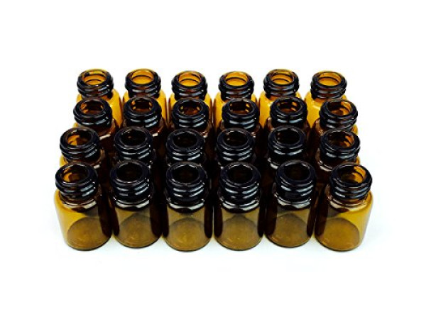 36 Pack Beauticom 2ML (5/8 Dram) Amber Glass Vial for Lab Chemicals, Reagents and Other Liquids with Orifice Reducer and Dropper Top