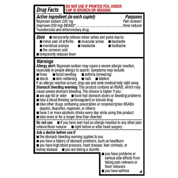 Basic Care Naproxen Sodium Tablets, 300 Count