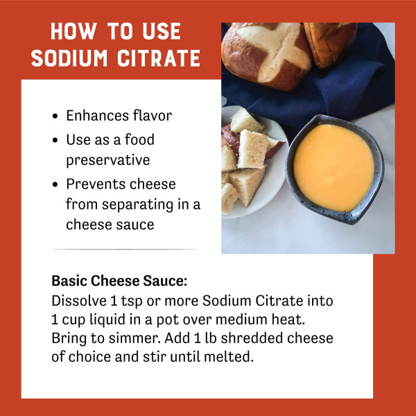 Food Grade Non-GMO Sodium Citrate, 16 Oz