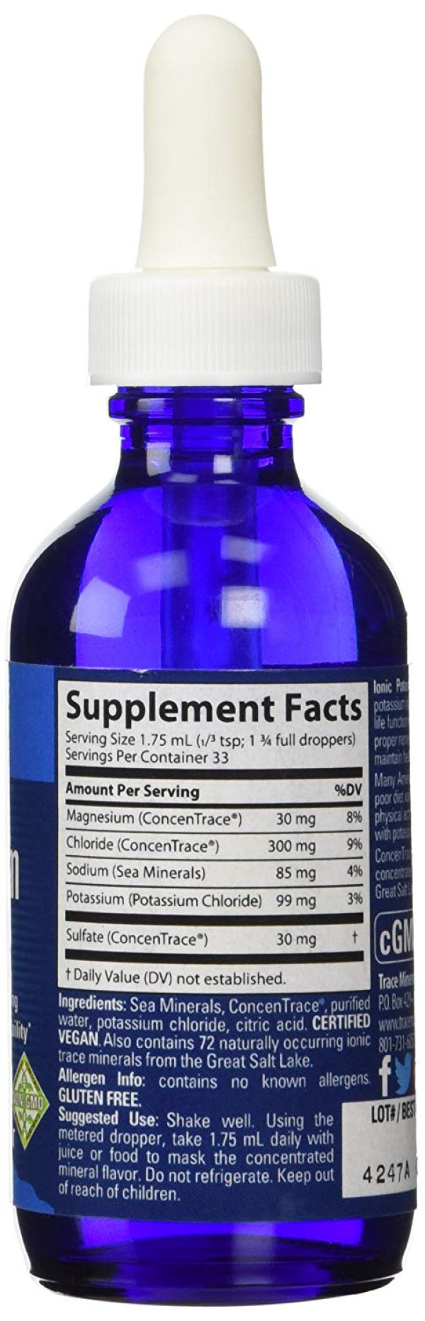 Trace Minerals Research Liquid Ionic Potassium Supplement, 2 Oz