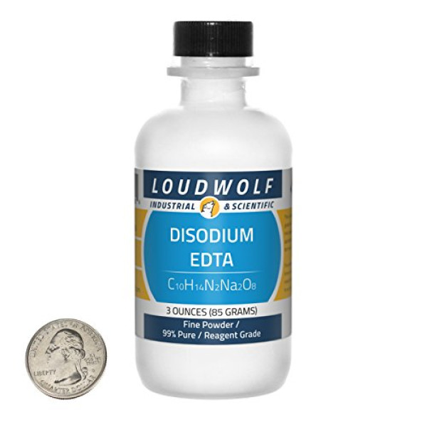Disodium EDTA, Fine Powder, 3 Ounces, 99% Pure Reagent Grade