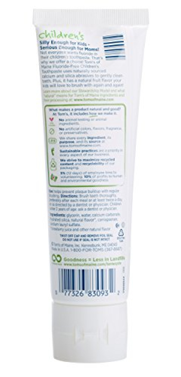 Tom's of Maine Natural Fluoride Free Children's Toothpaste, Silly Strawberry, 4.2 Oz, Pack of 3
