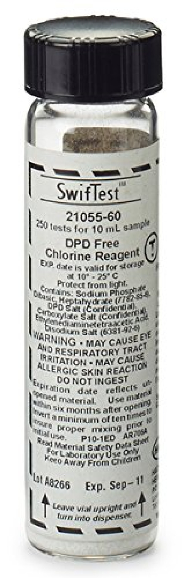 Hach 2105560 DPD Free Chlorine Reagent, SwifTest Dispenser Refill Vial, 250 Tests