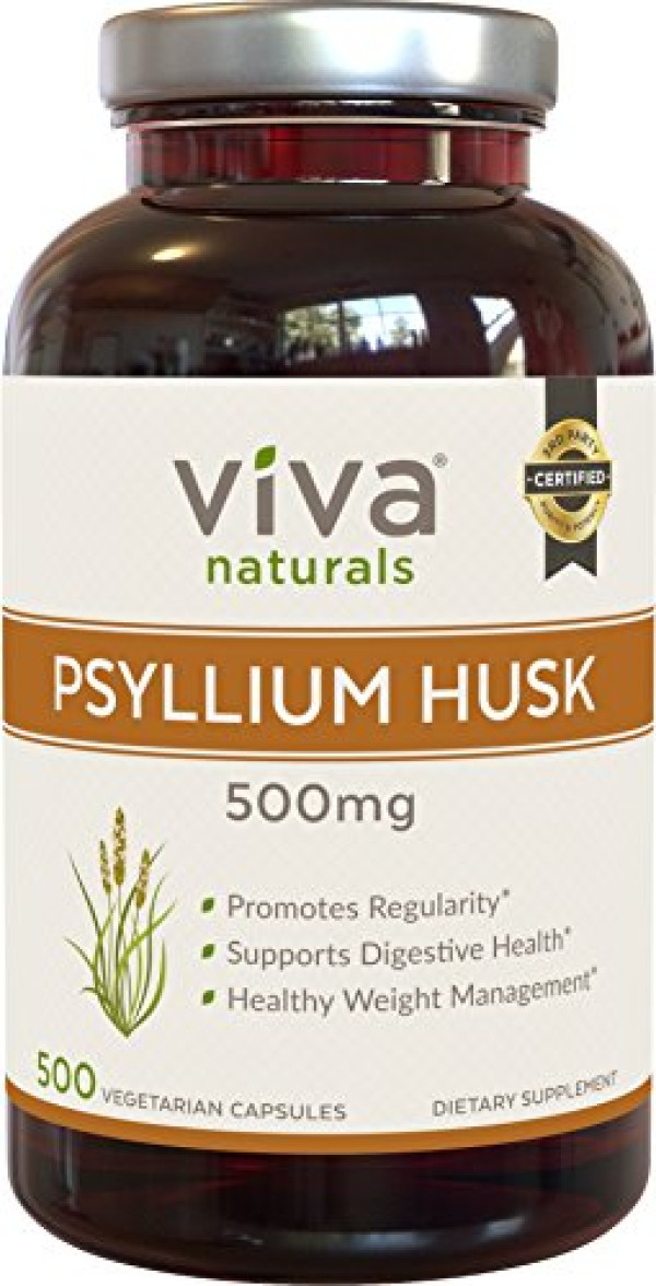 Viva Naturals Organic Psyllium Husk, 500mg, 500 Vegetarian Capsules