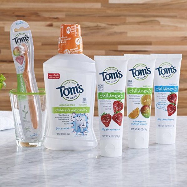 Tom's of Maine Natural Fluoride Free Children's Toothpaste, Silly Strawberry, 4.2 Oz, Pack of 3