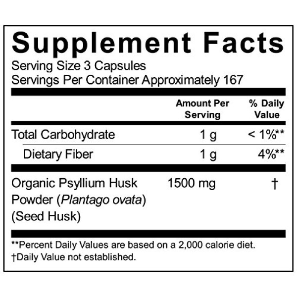 Viva Naturals Organic Psyllium Husk, 500mg, 500 Vegetarian Capsules