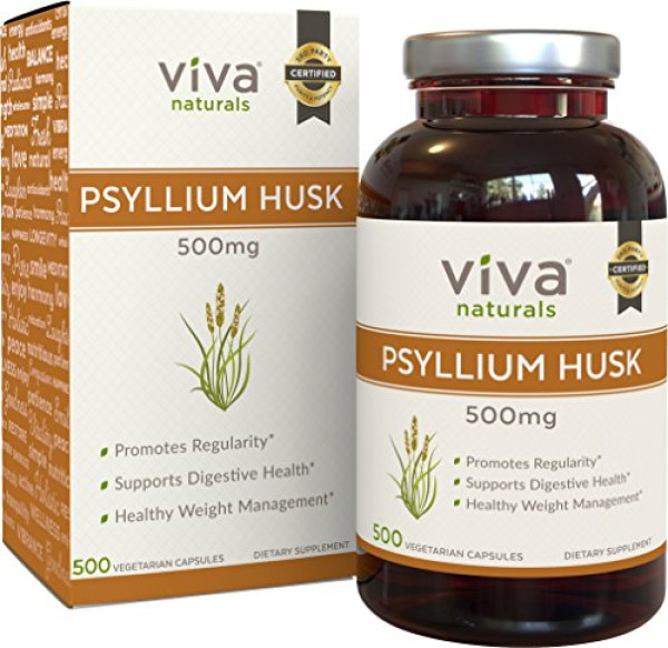 Viva Naturals Organic Psyllium Husk, 500mg, 500 Vegetarian Capsules