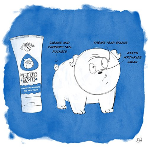 Squishface Wrinkle Paste - Cleans Wrinkles, Tear Stains and Tail Pockets - 2 Oz, Anti-Itch, Great for Bulldogs, Pugs and Frenchies
