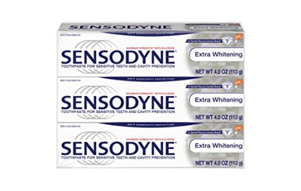Sensodyne Sensitivity Toothpaste, Extra Whitening for Sensitive Teeth, 4 ounce (Pack of 3)