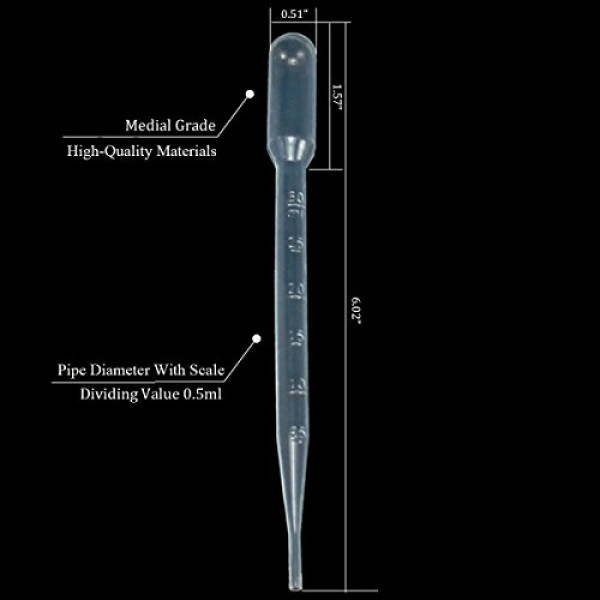 200PCS 3ml Disposable Plastic Transfer Pipettes, Moveland Calibrated Dropper Suitable