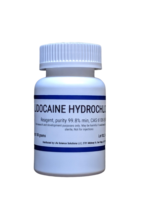 Lidocaine Hydrochloride, purity 99.9%, 100 grams