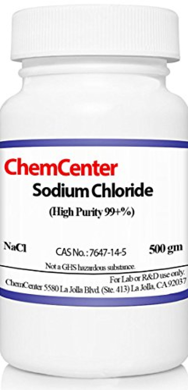 Sodium Chloride (Salt), High Purity Crystals, 99.9% min, 500 grams