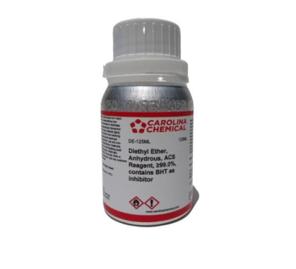 Diethyl Ether 125mL, Anhydrous, ACS Reagent, ≥99.0%, contains BHT as inhibitor