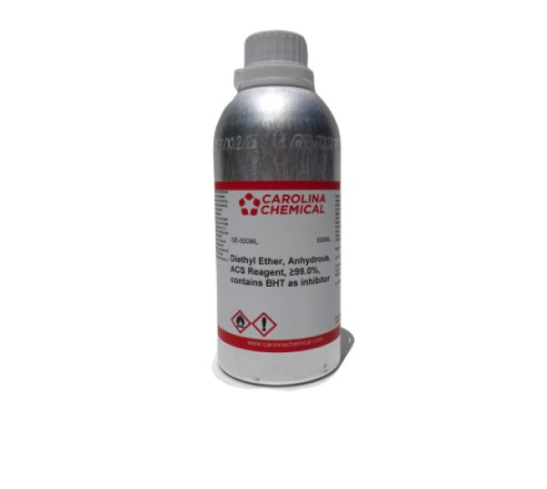 Diethyl Ether 500mL, Anhydrous, ACS Reagent, ≥99.0%, contains BHT as inhibitor