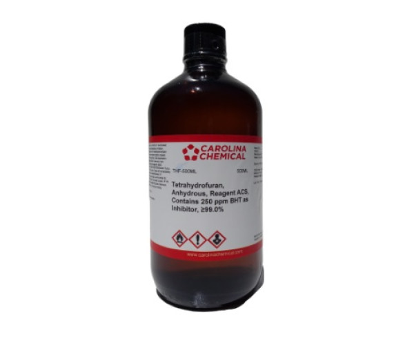 Tetrahydrofuran 500mL, Anhydrous, Reagent ACS, Contains 250 ppm BHT as Inhibitor, ≥99.0%