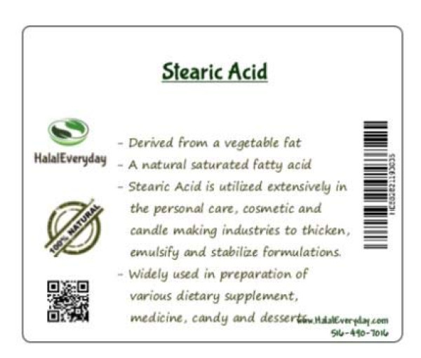 Stearic Acid White Flakes Food Grade NF/USP, 3 Lbs