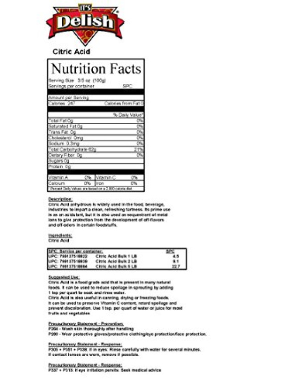 Citric Acid (SourSalt) by Its Delish, 1 lb