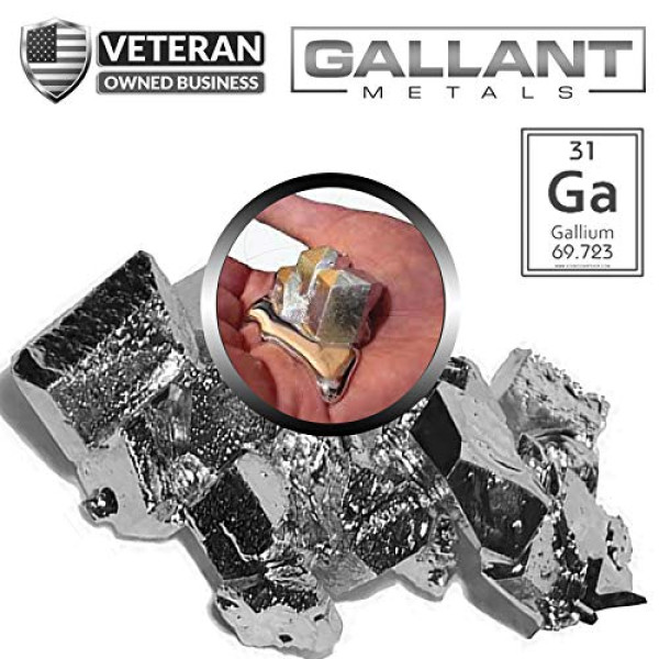 Gallium Metal 99.99% Pure Melting Gallium, 50g Vial