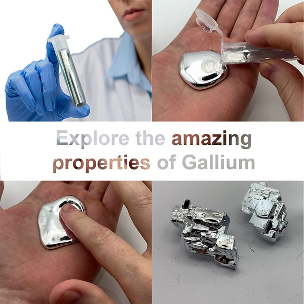 Gallium Metal 99.99% Pure Melting Gallium, 50g Vial