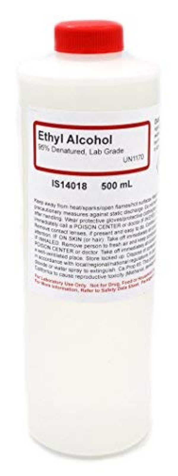 Laboratory-Grade Denatured Ethyl Alcohol, 95%, 500mL