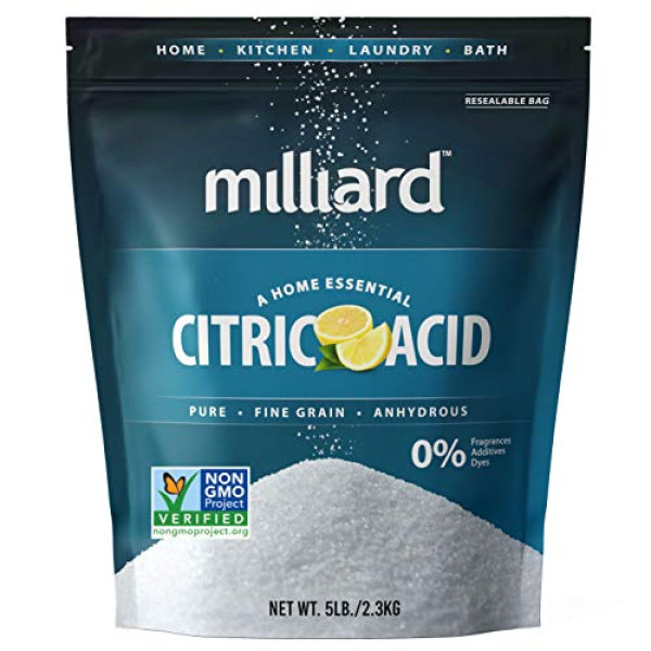 Milliard Citric Acid 5 Pound - 100% Pure Food Grade NON-GMO, 5 Pound