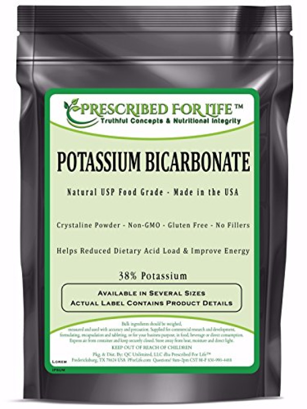 Potassium Bicarbonate, Natural USP Food Grade Crystalline Powder, 99.63% Alkalinity 1 lb
