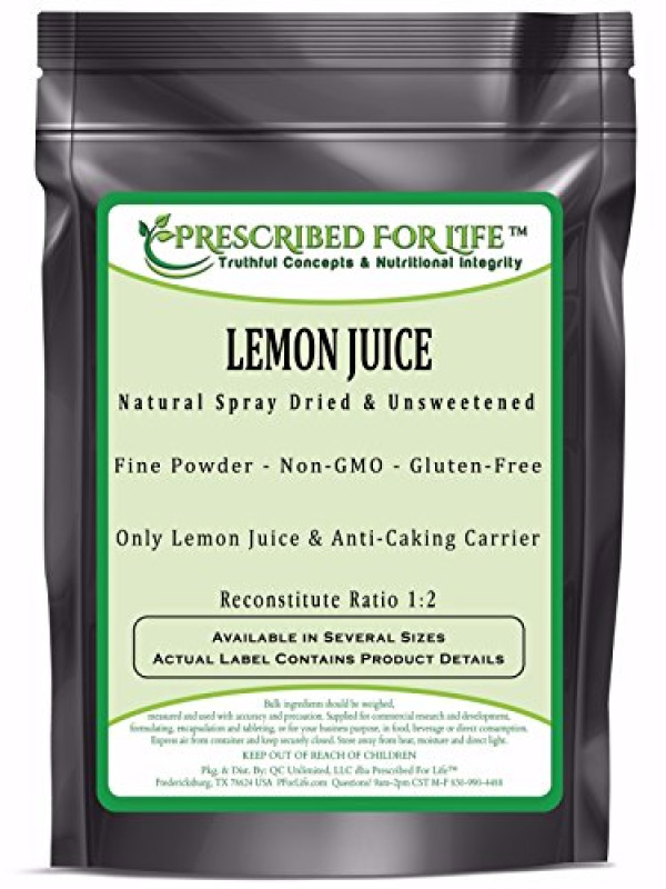 Lemon Juice Powder - Natural Spray Dried & Unsweetened, Lemon Juice - Reconstitute Ratio 1:2, 12 oz