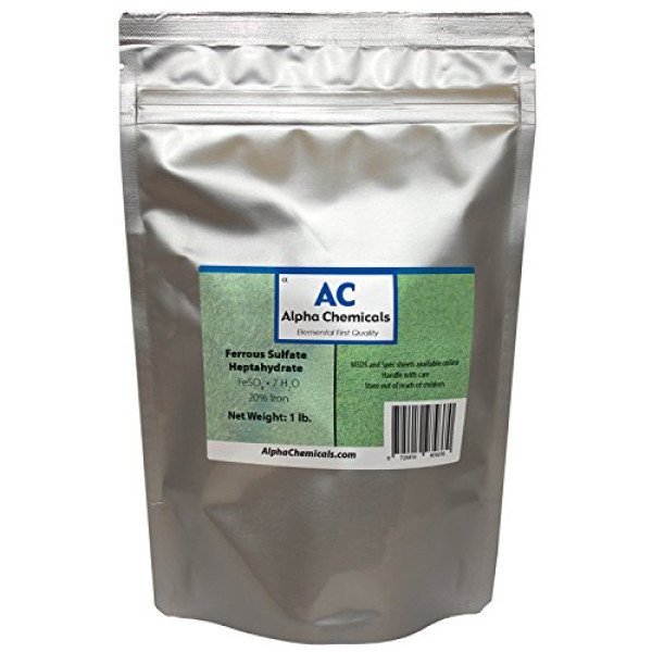 Ferrous Sulfate Heptahydrate - FeSO47H2O - 20% Iron - 1 Pound