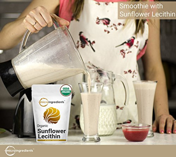 US Grown Organic Sunflower Lecithin Powder, 1 Pound (454g)