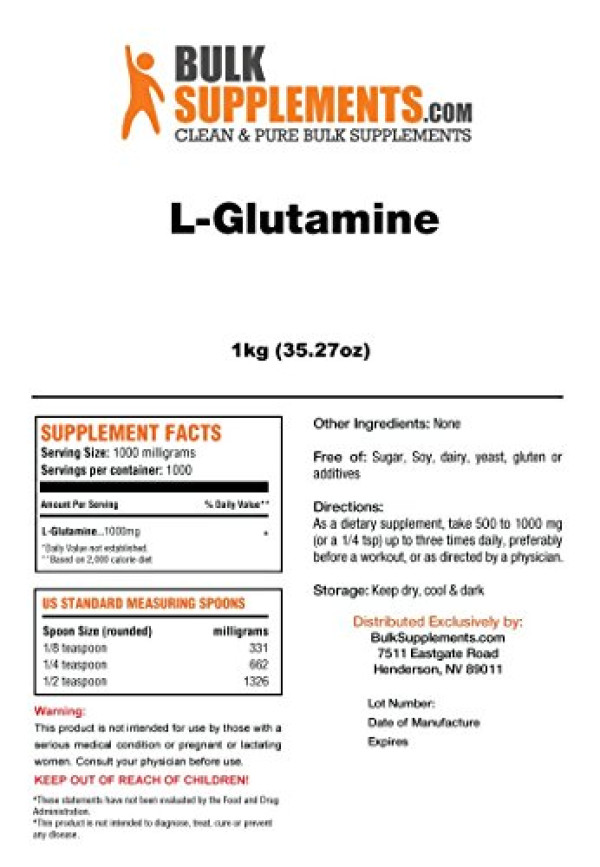 BulkSupplements L-Glutamine Powder 1 Kilogram