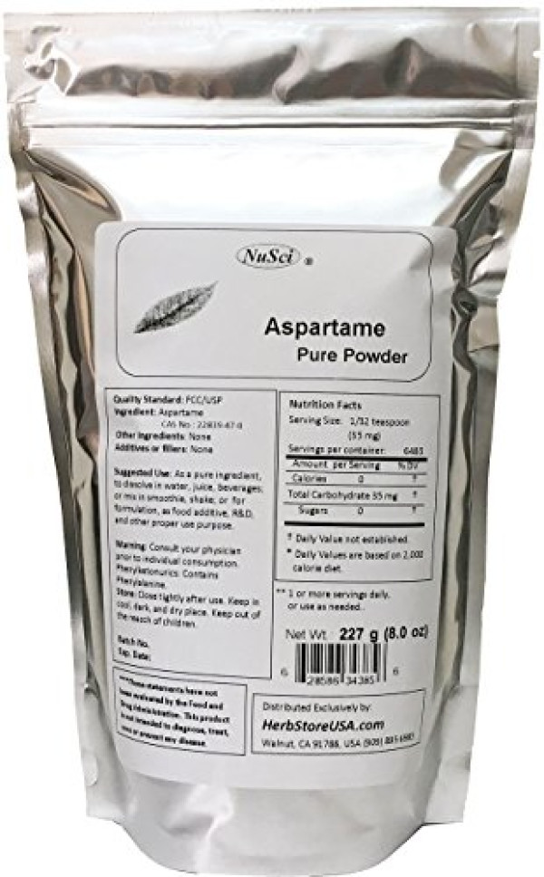 NuSci Aspartame Pure Powder 227 grams (8.0 oz) Low Calorie Sweetener