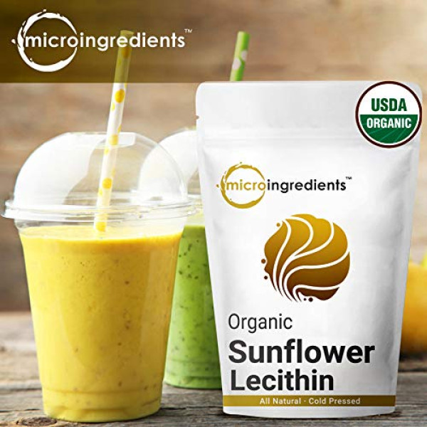 US Grown Organic Sunflower Lecithin Powder, 1 Pound (454g)