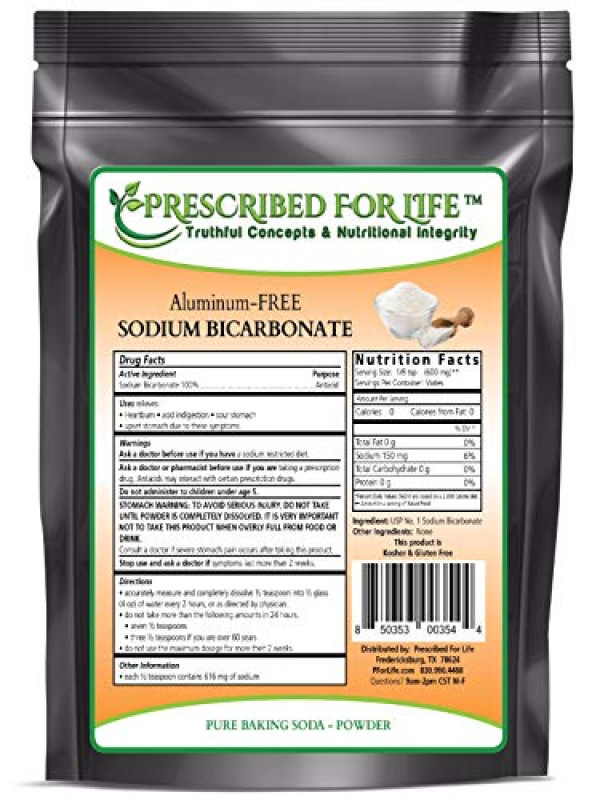 Prescribed For Life, Natural Sodium Bicarbonate (Baking Soda) Powder, 1 Lb