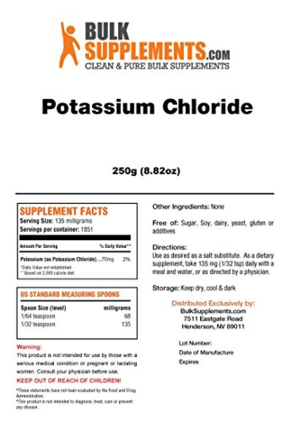 BulkSupplements Potassium Chloride Powder (250 Grams)