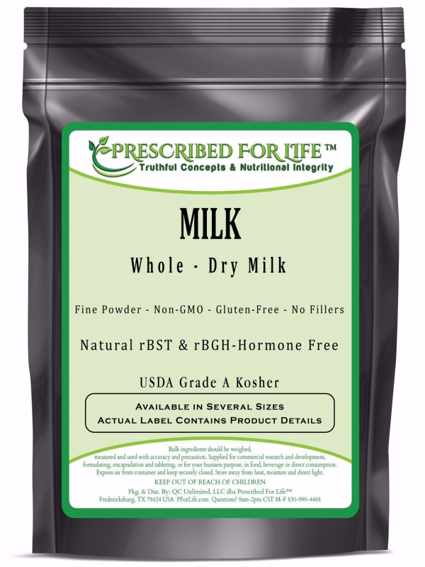 Dry Milk Powder | USDA Grade A Whole Milk rBST & rBGH Free, Non-GMO, Kosher, Halal | Shelf Stable Powdered Milk, 12 oz