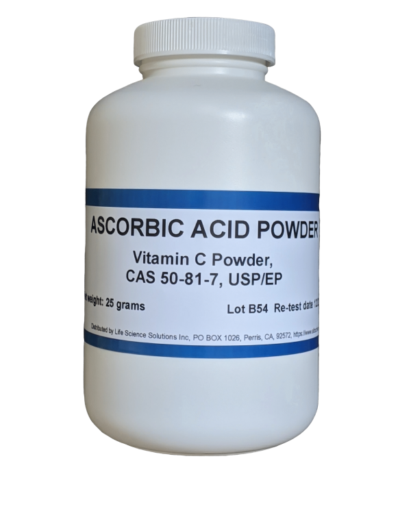 Ascorbic Acid (Vitamin C) Powder, USP/EP, 25 Grams