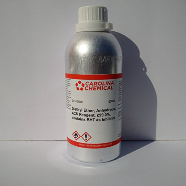 Diethyl Ether, Anhydrous, ACS Reagent, ≥99.0%, 500ML Contains BHT as Inhibitor