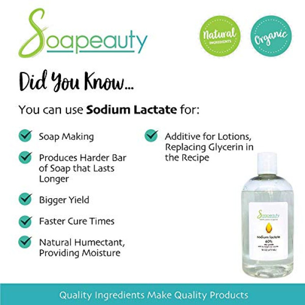 SODIUM LACTATE, Organic 60% USP Pure Natural Preservative, 8 OZ