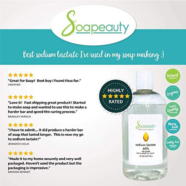 SODIUM LACTATE, Organic 60% USP Pure Natural Preservative, 8 OZ