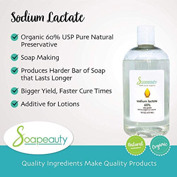SODIUM LACTATE, Organic 60% USP Pure Natural Preservative, 8 OZ
